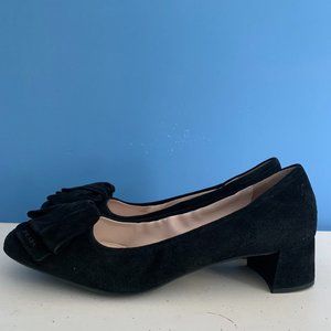 Prada Suede Bow Low-Heel Block Heel Pump | IT 40 / U.S. 9.5/10